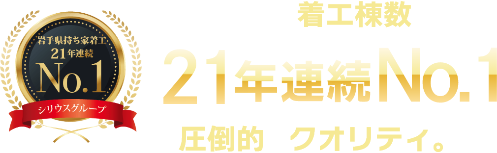 岩手県持ち家着工棟数21年連続No.1の圧倒的なクオリティ