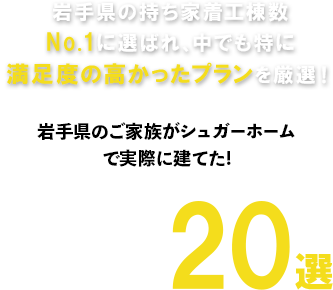 岩手県の持ち家着工棟数NO.1に選ばれ、中でも特に満足度の高かったプランを厳選！人気間取りプラン20選