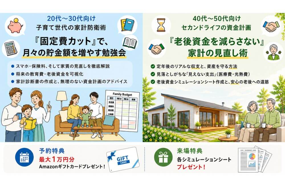 【盛岡西店】スマホ代から老後資金まで！知って得する「世代別」ライフプラン・マネー塾